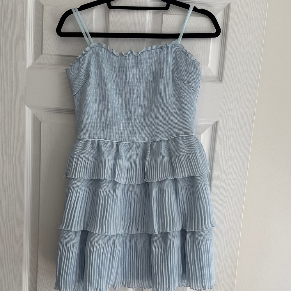 Light Blue Tiered Cocktail Dress